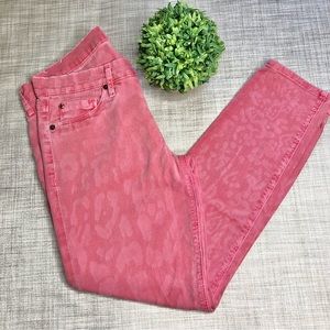 Hudson crop Krista super skinny jeans, beach washed red with subtle pattern